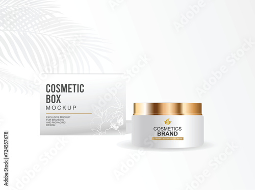 Cosmetic cream bottle and box mockup