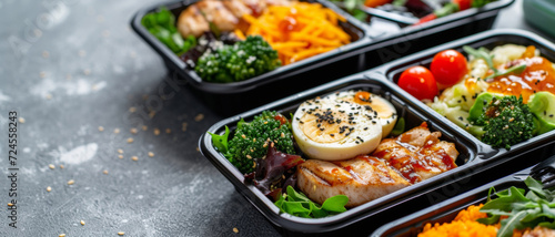 A vibrant selection of healthy meal prep containers showcasing nutritious and colorful food options for balanced eating