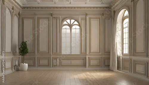 Timeless Elegance: 3D Render of a Classic Interior Room in Empty Splendor"