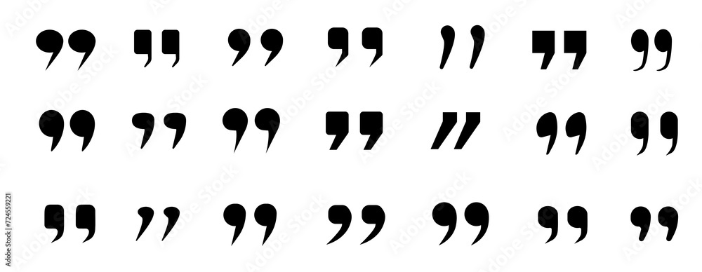 Quote mark icon set for conversation or definition. Quote speech symbol vector illustration. Quote mark icon set for conversation or definition. Quote speech symbol vector illustration.