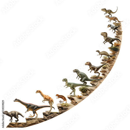 Timeline graphic on a digital tablet showing evolution of species isolated on white background, vintage, png 