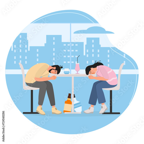 Alcohol addiction Alcoholism Problem Vector Drunk