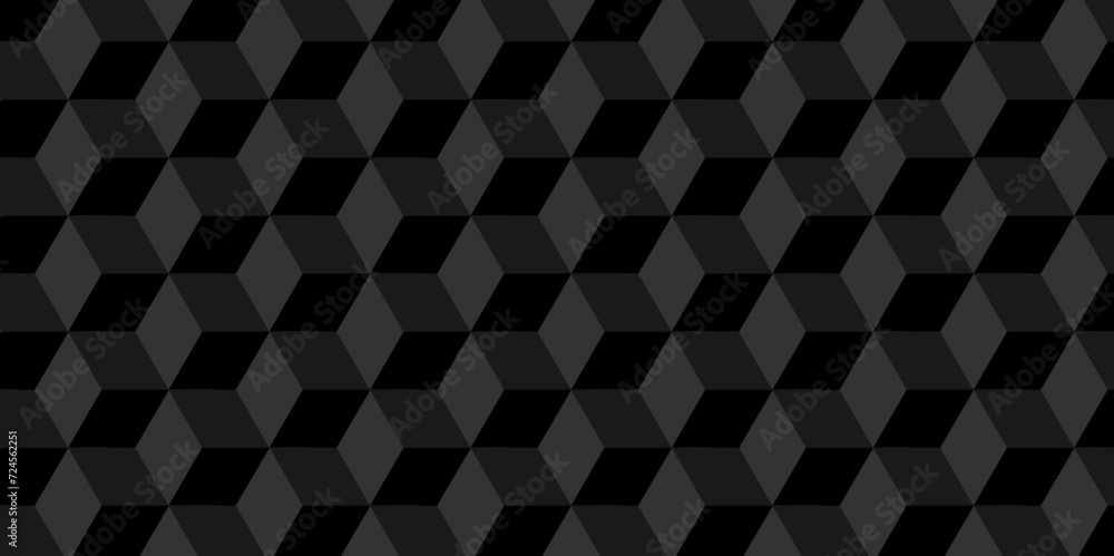 Black and gray seamless pattern Abstract cubes geometric tile and mosaic wall or grid backdrop hexagon technology. Black and gray geometric block cube structure backdrop grid triangle background. Black and gray seamless pattern Abstract cubes geometric tile and mosaic wall or grid backdrop hexagon technology. Black and gray geometric block cube structure backdrop grid triangle background.