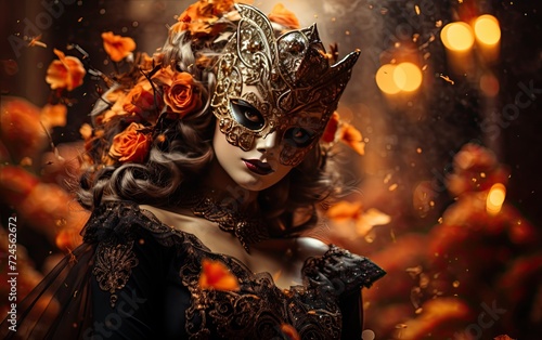Atmospheric Masquerade Ball in Carnival Setting