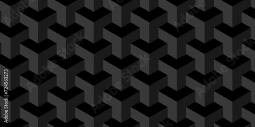 Black and gray seamless pattern Abstract cubes geometric tile and mosaic wall or grid backdrop hexagon technology. Black and gray geometric block cube structure backdrop grid triangle background.