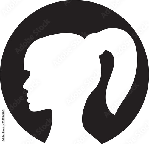 Woman Face Silhouette in Circle Illustration
