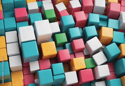 Colorful cubes, 3d render colorful abstract background