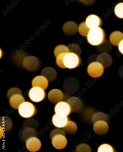 glowing transparent golden balls, circles on a black background