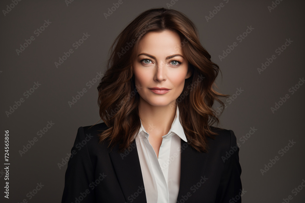 Image of pretty businesswoman looking at camera Image of pretty businesswoman looking at camera