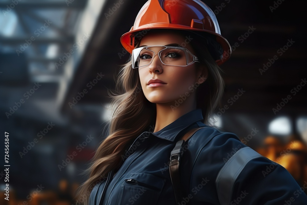 medium shot of a young business woman wearing safety equipment medium shot of a young business woman wearing safety equipment