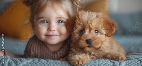 baby_holding_puppy_over_blue_background