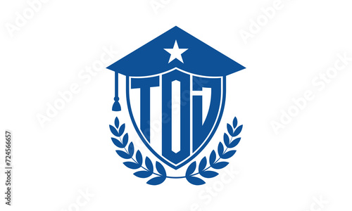 TOD three letter iconic academic logo design vector template. monogram, abstract, school, college, university, graduation cap symbol logo, shield, model, institute, educational, coaching canter, tech