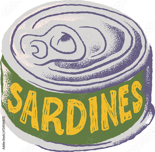 Canned Sardines Retro Illustration