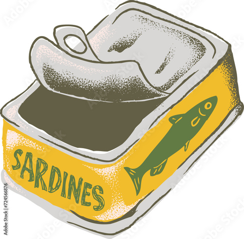 Canned Sardines Retro Illustration