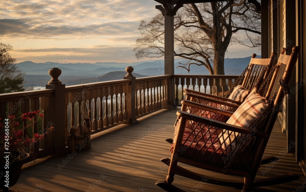 Classic Rocking Chair Overlooking Front Porch