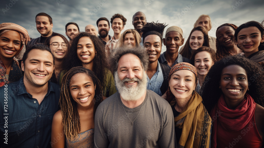 Cheerful Multicultural Group of People Standing and Smiling Cheerful Multicultural Group of People Standing and Smiling