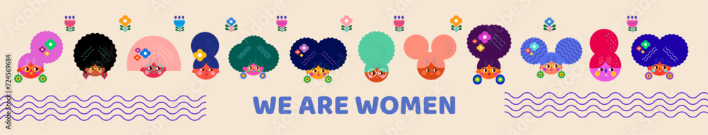 Set of various women characters. Vector bright colourful collection with woman's and girls for holiday Women's day. Characters design for 8th march, women's day. Set of various women characters. Vector bright colourful collection with woman's and girls for holiday Women's day. Characters design for 8th march, women's day.