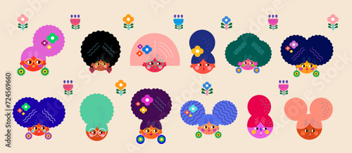 Set of various women characters. Vector bright colourful collection with woman's and girls for holiday Women's day. Characters design for 8th march, women's day. 