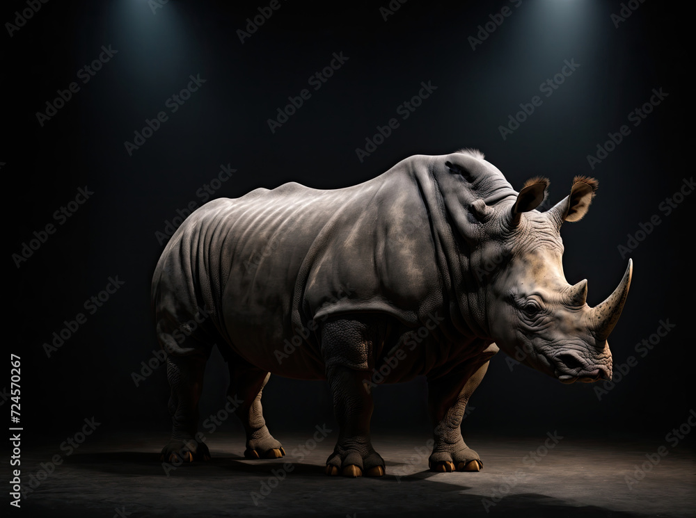 Fototapeta premium Rhino on Black Background