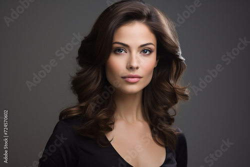 Studio portrait photo of a young beautiful elegant Brazilian female businesswoman lady wearing smart casual business attire suit posing with a series moments of emotion and gesture