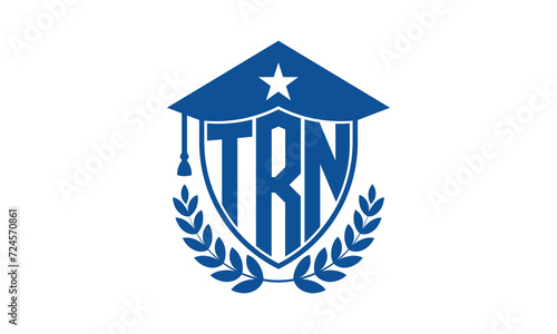 TRN three letter iconic academic logo design vector template. monogram, abstract, school, college, university, graduation cap symbol logo, shield, model, institute, educational, coaching canter, tech