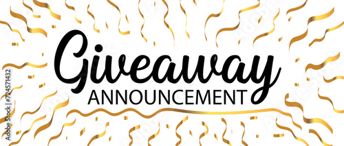 giveaway text with confetti background
