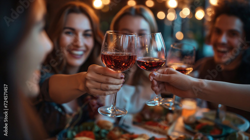 A Group of People Toasting With Wine Glasses