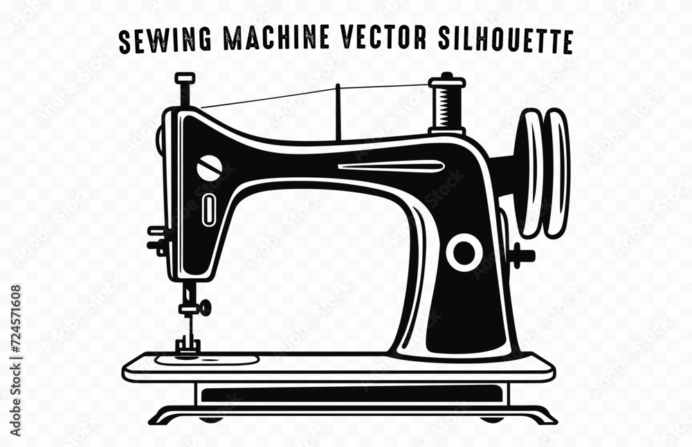 Sewing machine black silhouette vector isolated on a white background