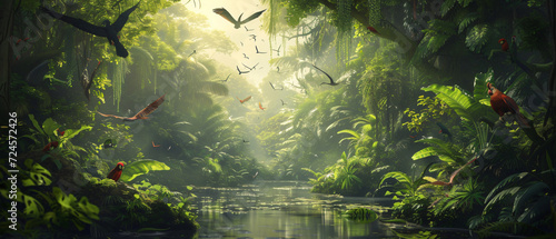 A rainforest with birds © Cedar