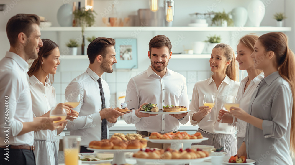 Group of People Standing Around a Table Full of Food Group of People Standing Around a Table Full of Food