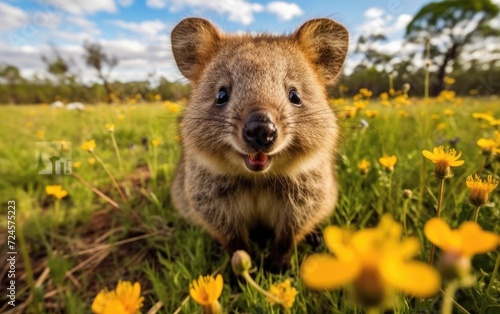 A Smiling Quokka Meadow in Australia