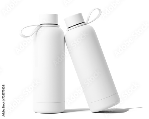 Blank White Sport Hydro Flask Water Bottle Packaging, Portable Bottle Isolated On Transparent Background, Prepared For Mockup, 3D Render.