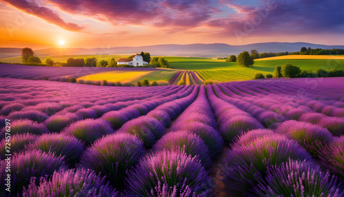 lavender field at dusk