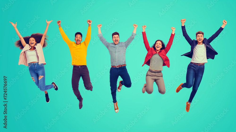 A Group of People Jumping in the Air