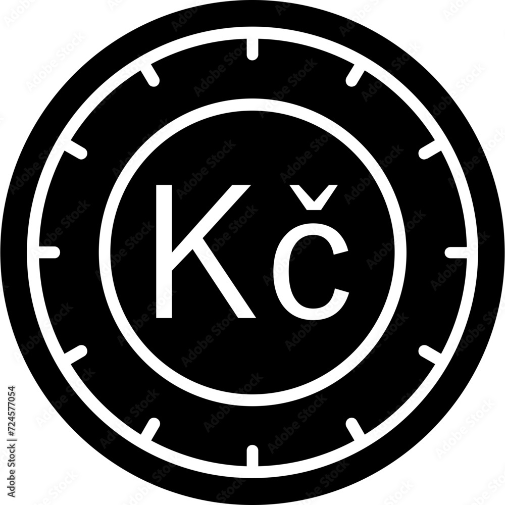 Czech Republic Koruna Coin Icon Czech Republic Koruna Coin Icon