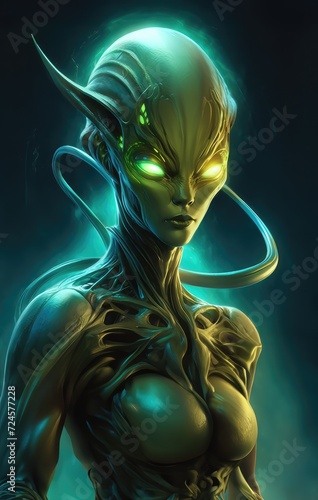 Portrait of a humanoid alien creature.