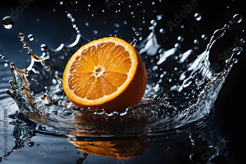 Orange im Wasser mit Splash