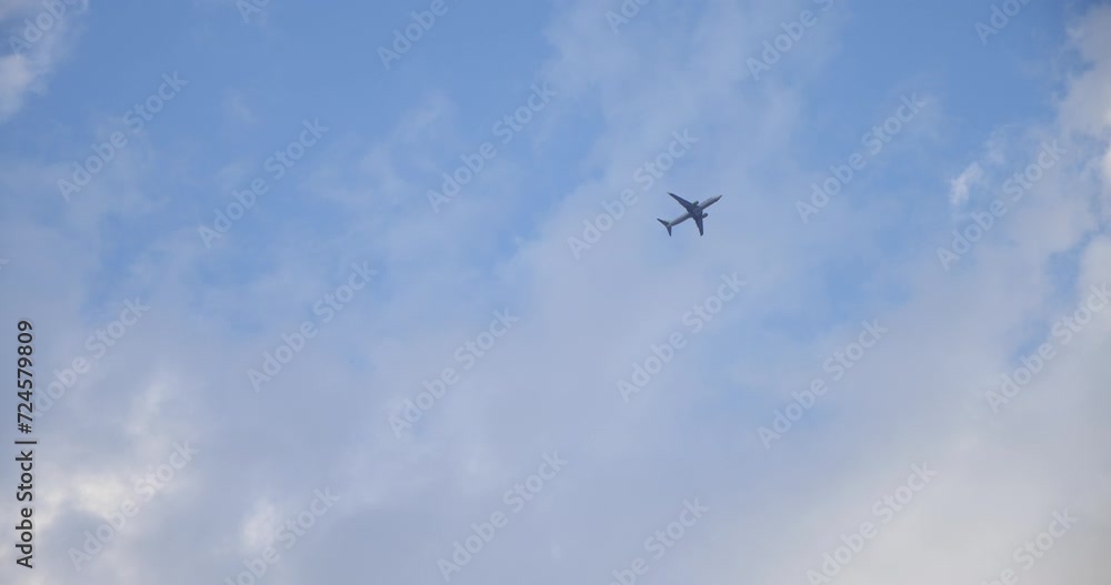 Travel by air transport. Flying plane in blue sky. Airliner in the blue sky leaves air trails. Travelling on airplanes. Travel concept Travel by air transport. Flying plane in blue sky. Airliner in the blue sky leaves air trails. Travelling on airplanes. Travel concept