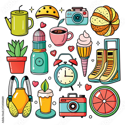 Lifestyle Illustration Vector Icon Doodle Set Bundle
