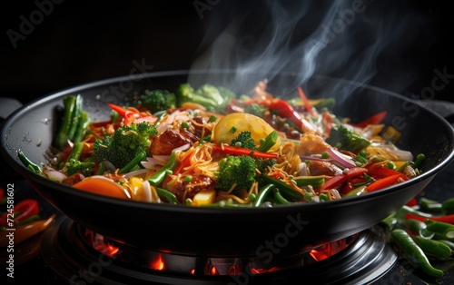 Electric Wok Stir Fry with Vibrant Vegetables