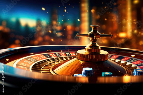 high contrast image of casino roulette in motion. photo
