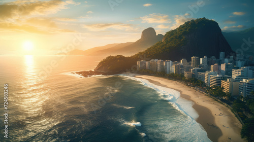 A view on Rio de Janeiro coast and mountain Sugar loaf from Corcovado mountain. photo