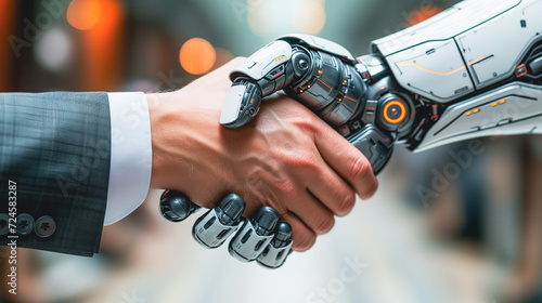 ロボットと握手するビジネスマンの手 photo