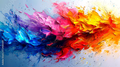Colorful oil paint splashes on the white background. Abstract background.
