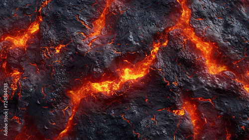 Lava texture fire background rock volcano magma molten hell hot flow flame pattern seamless. Earth lava crack volcanic texture ground fire burn explosion stone liquid black red inferno planet relief photo