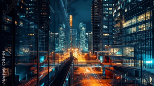  "Nuit cyberpunk : Ville illuminée par des lumières néon"