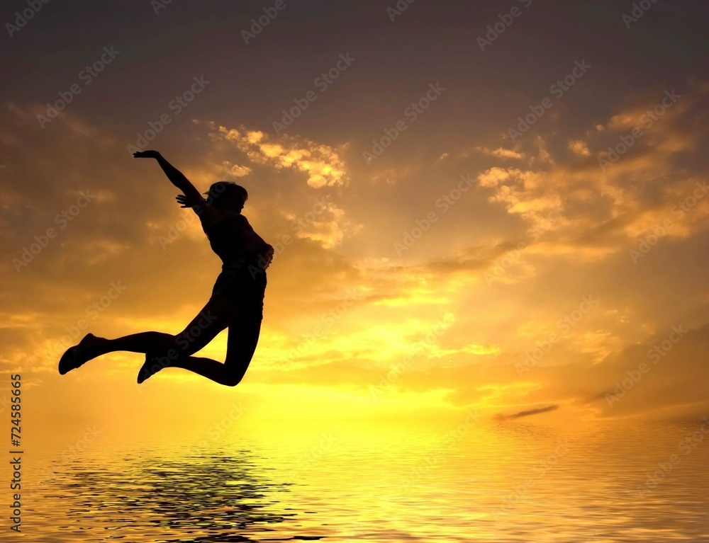 Woman Jumping Beach 1