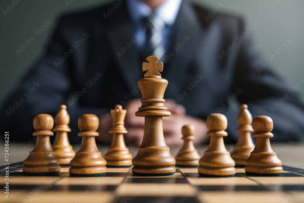 Strategic Leadership in Business Concept with Chess King and Suit Strategic Leadership in Business Concept with Chess King and Suit