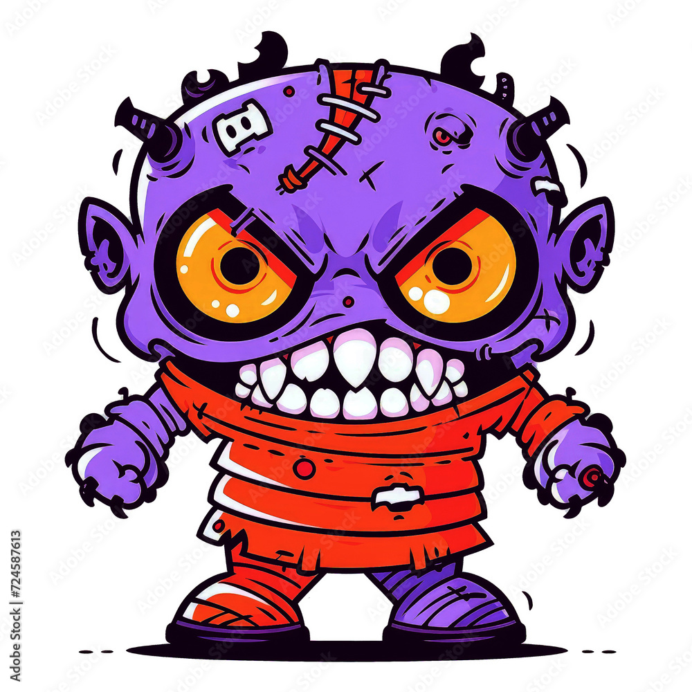 Chibi zombie monster game character. Cute Zombie monster cartoon. Chibi zombie monster game character. Cute Zombie monster cartoon.