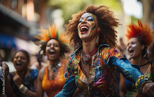 Exuberant Carnival Performers Engaging Crowds